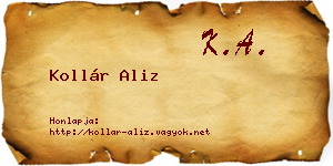 Kollár Aliz névjegykártya